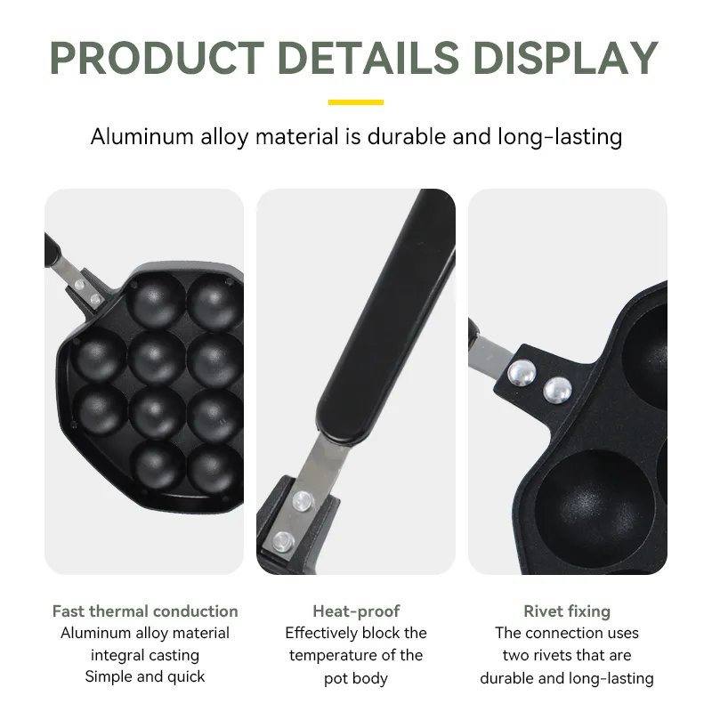 12-Hole Die-Cast Aluminum Takoyaki Pan - Image 3