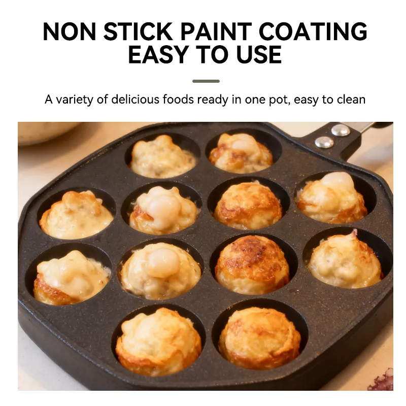 12-Hole Die-Cast Aluminum Takoyaki Pan - Image 4