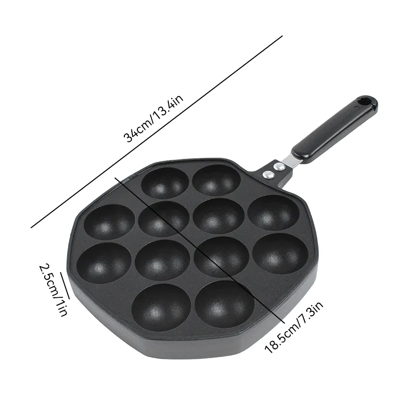 12-Hole Die-Cast Aluminum Takoyaki Pan - Image 5