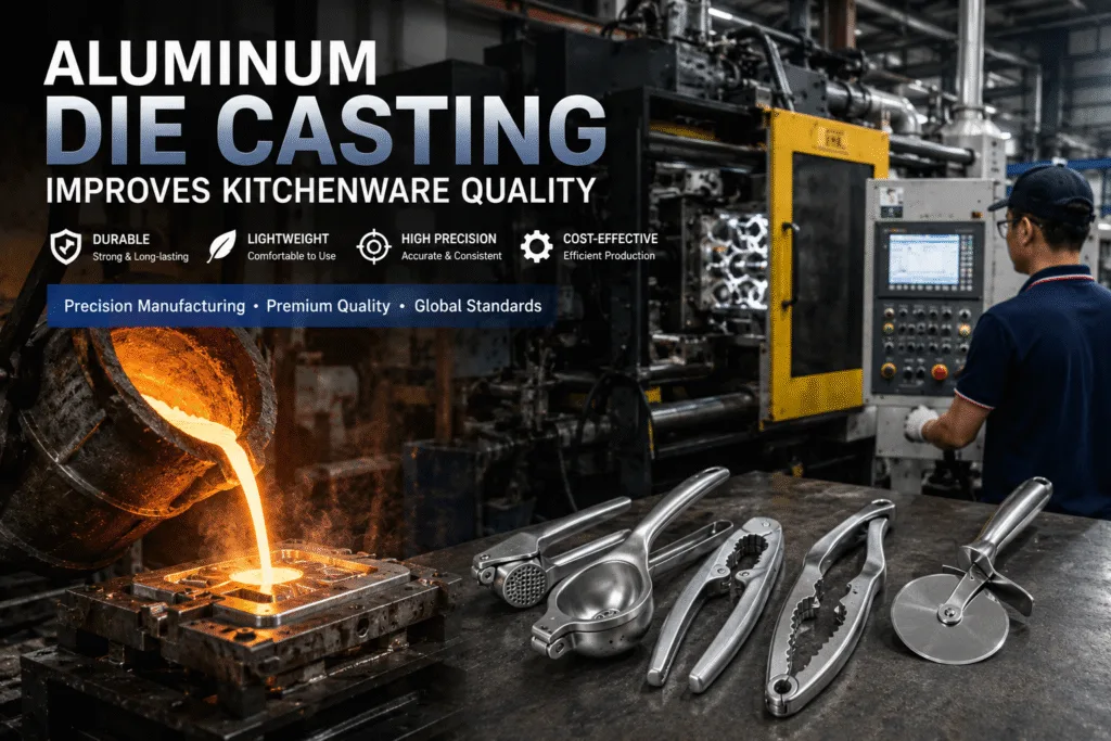 Professional aluminum die casting kitchenware manufacturer producing durable OEM kitchen tools in modern factory
