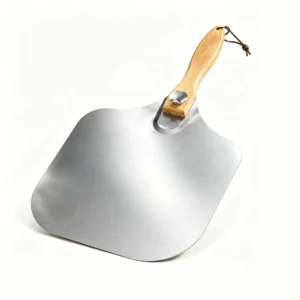 Aluminum pizza peel with perforated head and wooden handle — LeeYuen Kitchenware wholesale OEM