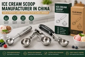 OEM ice cream scoop manufacturer in China producing stainless steel and commercial ice cream scoops for wholesale and private label brands