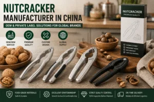 Aluminum alloy nutcracker manufactured in China for OEM, wholesale and private label kitchenware brands