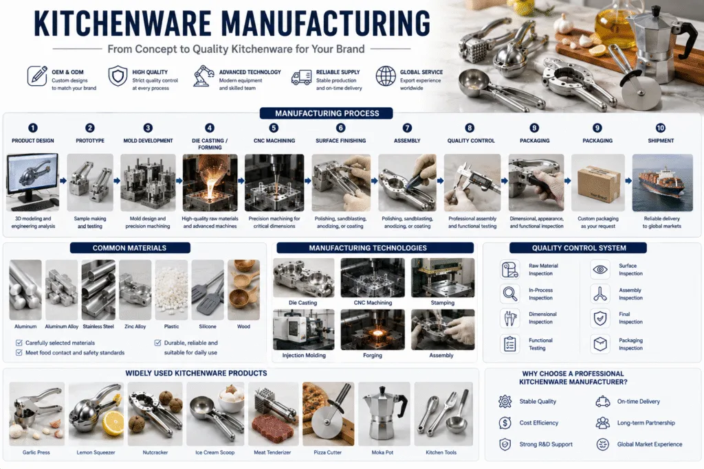 Kitchenware manufacturing process and professional kitchenware production