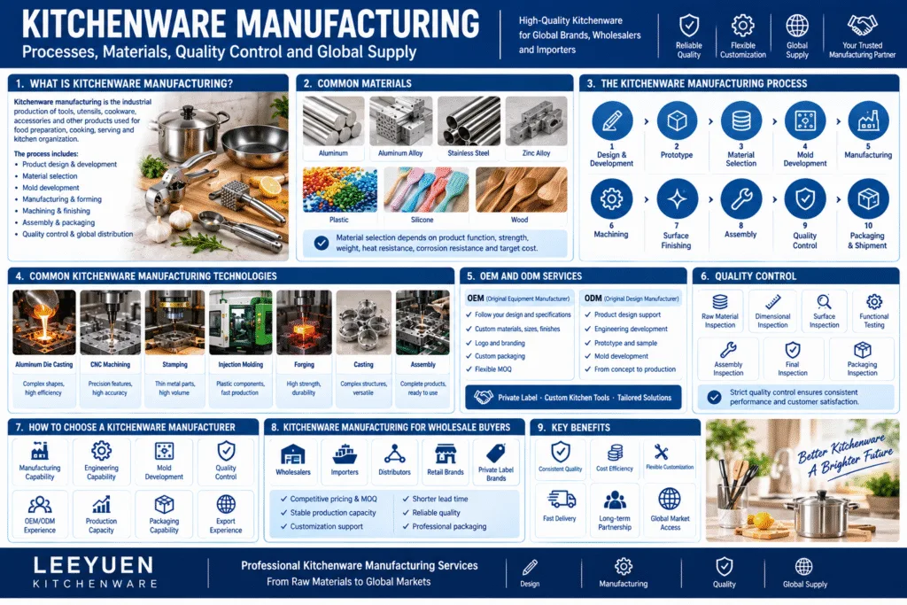 Kitchenware manufacturing process from product design to quality control and packaging